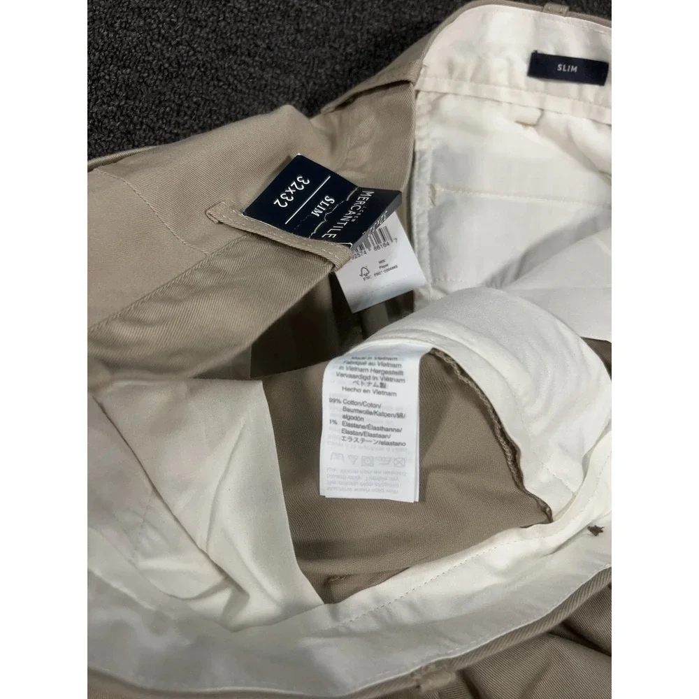 New J Crew Mercantile Pants Men's 32x32 (Fits 34x32) Beige Chino Khaki Slim